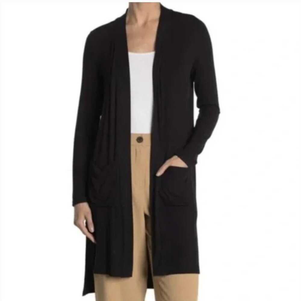 Catherine Malandrino Black Viscose Blend Duster Size Medium